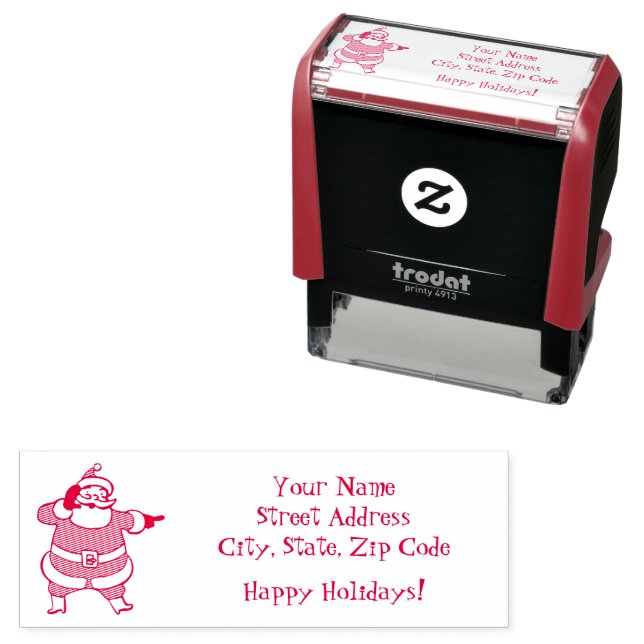 Jolly Santa Claus Calling Reindeer on Christmas Self-inking Stamp (In Situ)
