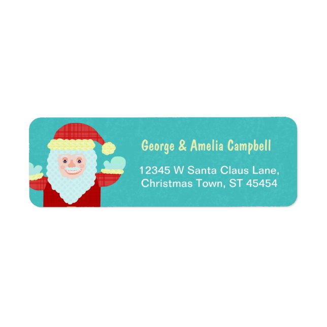 Jolly Santa Claus Christmas Cartoon Cute Return Address Label (Front)