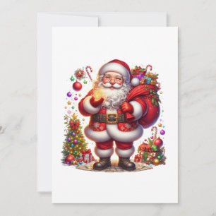 Jolly Santa Claus Christmas Holiday Card
