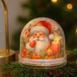 Jolly Santa Claus Christmas  Snowglobe<br><div class="desc">This charming snow globe makes a perfect thoughtful stocking stuffer or a heartwarming gift for the Christmas season. The snow globe showcases a Jolly Santa Claus with a candle, candy cane, and toys. The unique pencil artwork was thoughtfully designed by Susang6, utilizing the power of AI tools to bring this...</div>