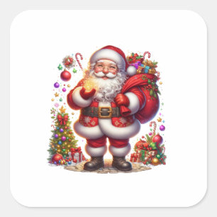 Jolly Santa Claus Christmas Square Sticker