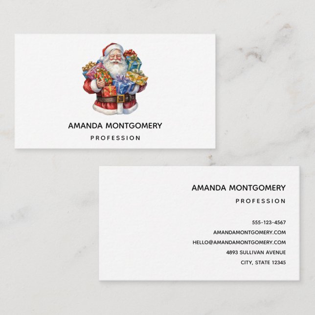 Jolly Santa Claus Classic Christmas Business Card (Front/Back)