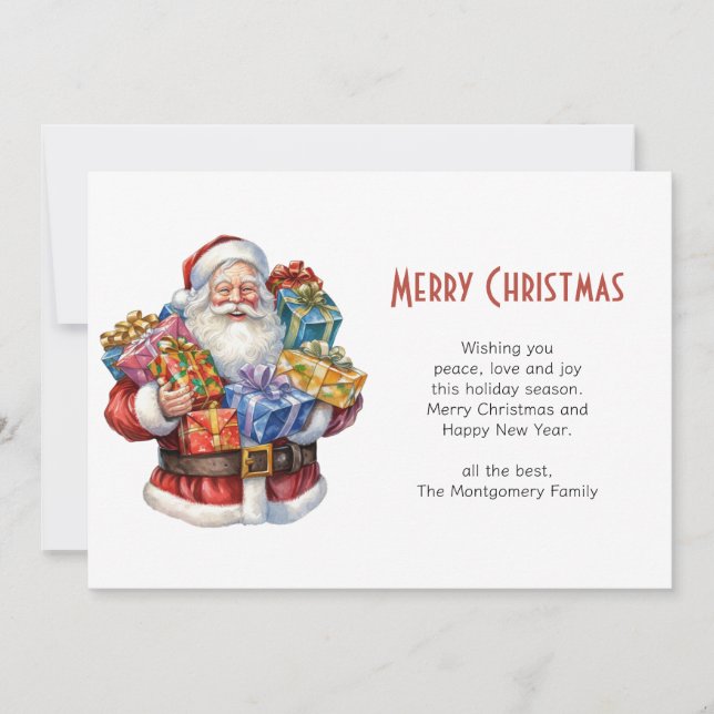 Jolly Santa Claus Classic Christmas Holiday Card (Front)