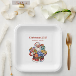 Jolly Santa Claus Classic Christmas Paper Plate
