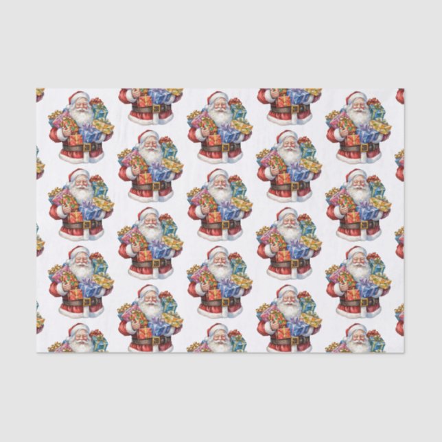 Jolly Santa Claus Classic Christmas Pattern Tissue Paper (Front)