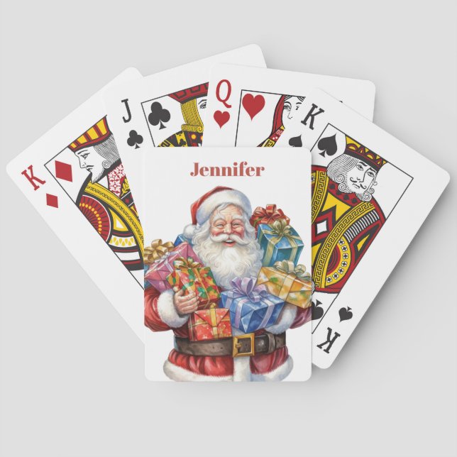 Jolly Santa Claus Classic Christmas Playing Cards (Back)