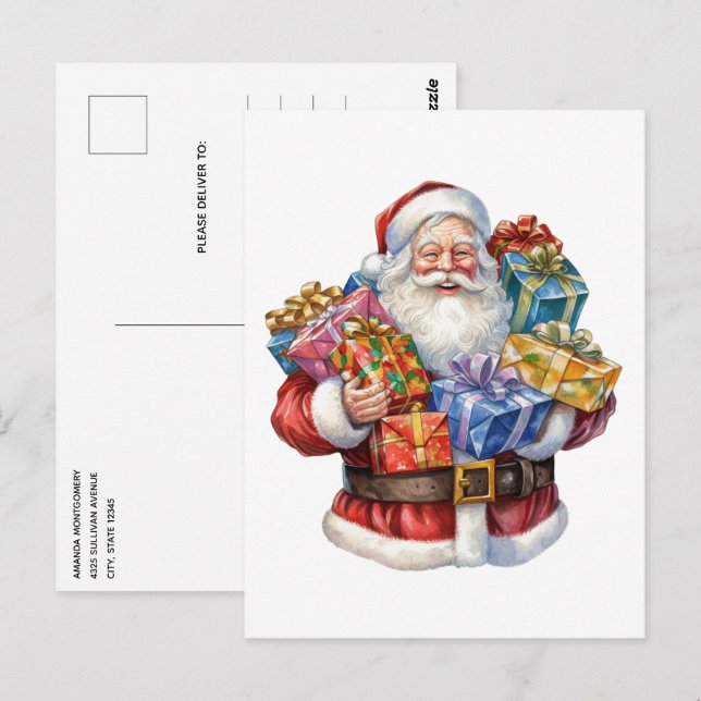 Jolly Santa Claus Classic Christmas Postcard (Front/Back)