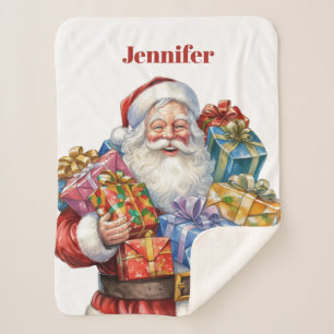 Jolly Santa Claus Classic Christmas Sherpa Blanket