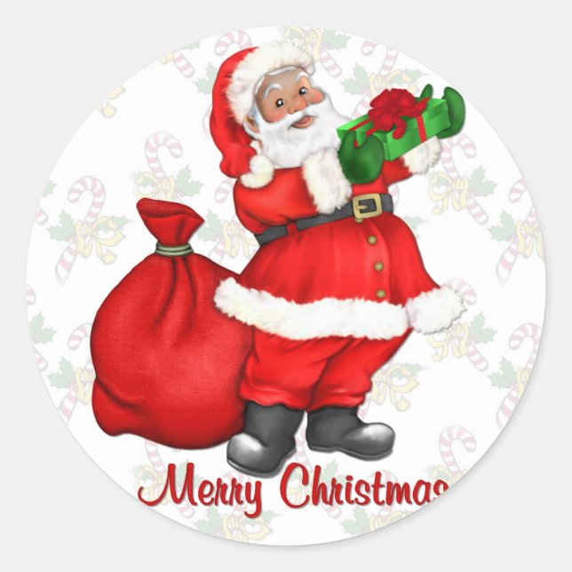 Jolly Santa Claus Classic Round Sticker (Front)