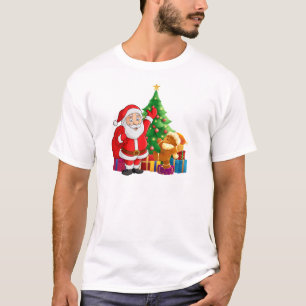 Jolly Santa Claus & Dancing Gingerbread Man T-Shirt