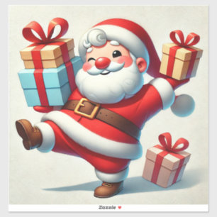 Jolly Santa Claus Holding Gift Boxes