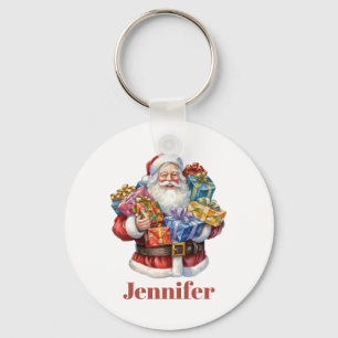 Jolly Santa Claus In Traditional Red Suit Key Ring