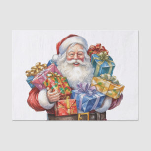 Jolly Santa Claus In Traditional Red Suit Tissue Paper