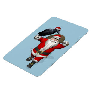 Jolly Santa Claus Loves Black Ravens Magnet