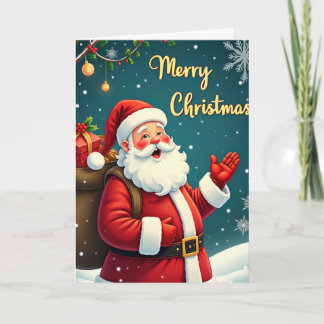 Jolly Santa Claus Merry Christmas Greeting Card