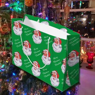 Jolly Santa Claus Personalise Name Child's Large Gift Bag