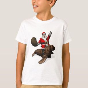 Jolly Santa Claus Riding On Walrus T-Shirt