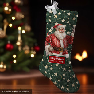 Jolly Santa Claus Stocking Personalised in Vintage