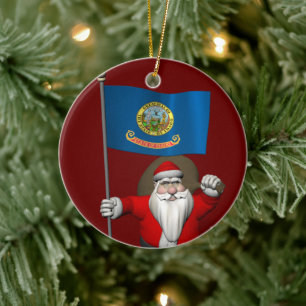 Jolly Santa Claus Visits Idaho Ceramic Tree Decoration