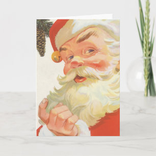 Jolly Santa Claus with a Secret, Vintage Christmas Holiday Card