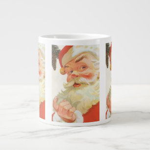 Jolly Santa Claus with a Secret, Vintage Christmas Large Coffee Mug