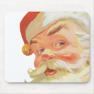 Jolly Santa Claus with a Secret, Vintage Christmas Mouse Pad