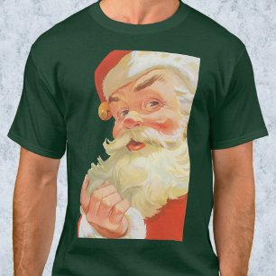 Jolly Santa Claus with a Secret, Vintage Christmas T-Shirt