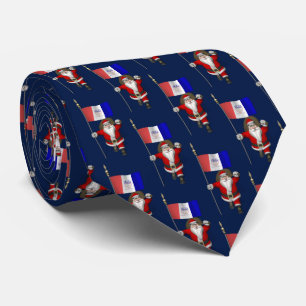 Jolly Santa Claus With Flag Of Cleveland Tie