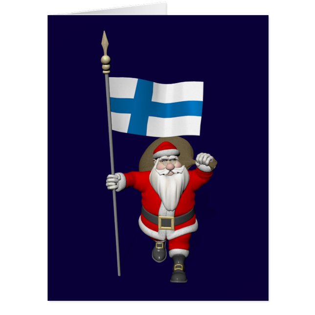 Jolly Santa Claus With Flag Of Finland (Front)