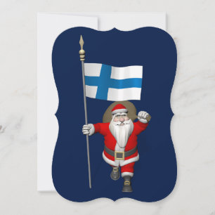 Jolly Santa Claus With Flag Of Finland Holiday Card