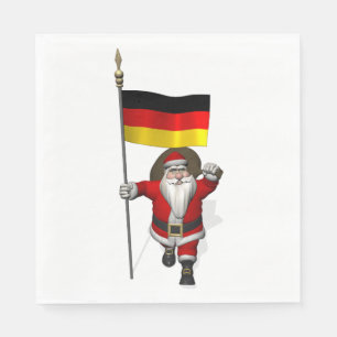 Jolly Santa Claus With Flag Of Germany Napkin