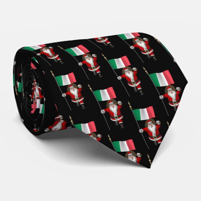 Jolly Santa Claus With Flag Of Italy Tie (Rolled)