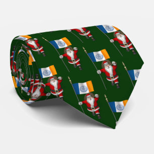 Jolly Santa Claus With Flag Of New York City Tie