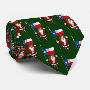 Jolly Santa Claus With Flag Of Texas Tie