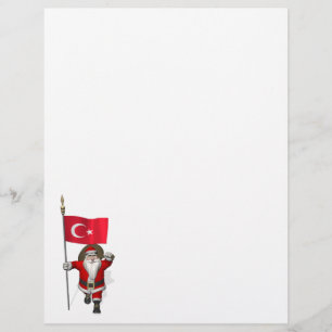 Jolly Santa Claus With Flag Of Turkey