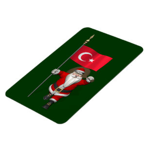 Jolly Santa Claus With Flag Of Turkey Magnet