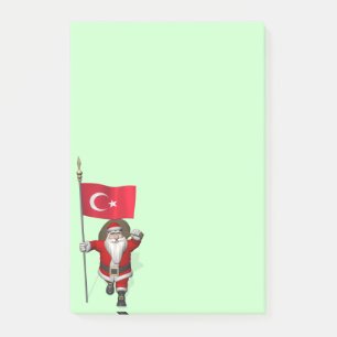 Jolly Santa Claus With Flag Of Turkey Post-it Notes