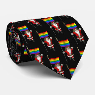 Jolly Santa Claus With Rainbow Flag Tie