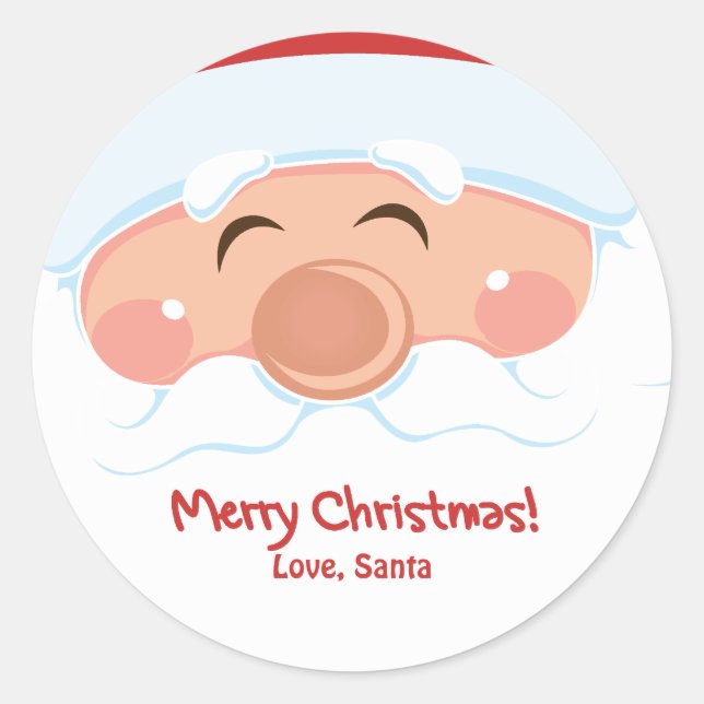 Jolly Santa Face Holiday Gift Classic Round Sticker (Front)