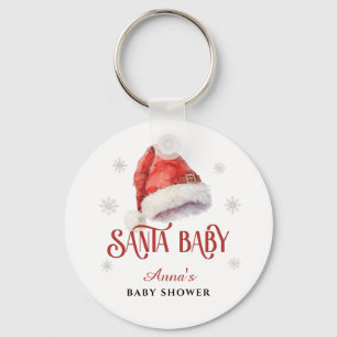 Jolly Santa Hat Baby Shower guest keepsake gift Key Ring