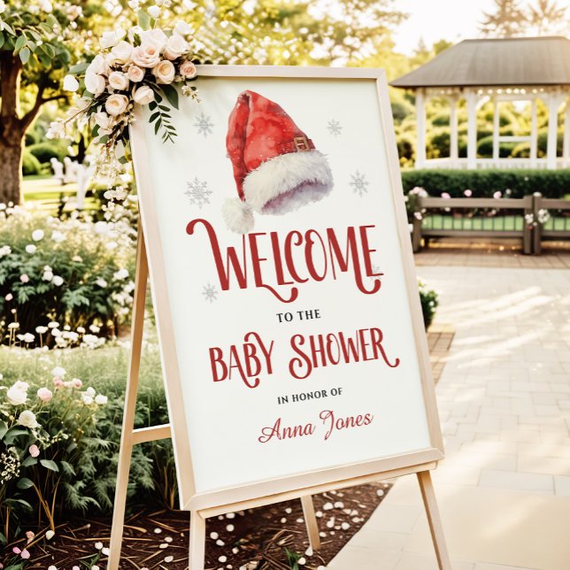Jolly Santa Hat Baby Shower Welcome Sign (Creator Uploaded)