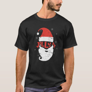 Jolly Santa Hat Beard Af Snowflakes Merry Christma T-Shirt