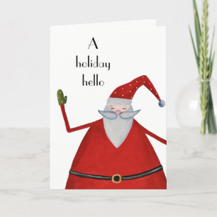 Jolly Santa Holiday Hello Fun Christmas Greeting
