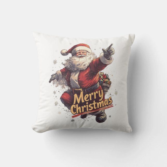 Jolly Santa Merry Christmas Pillow (Front)