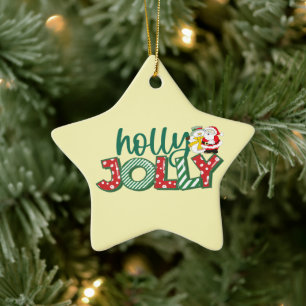 Jolly Santa Ornament, Colourful Christmas  Ceramic Ornament