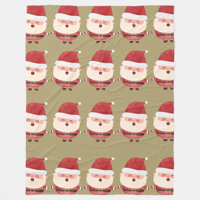 Jolly Santa Pattern Fleece Blanket (Front)