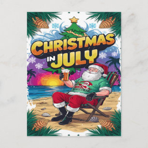 Jolly Santa Relaxing With a Beer  Postcard