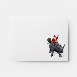 Jolly Santa Riding A Rhino Envelope