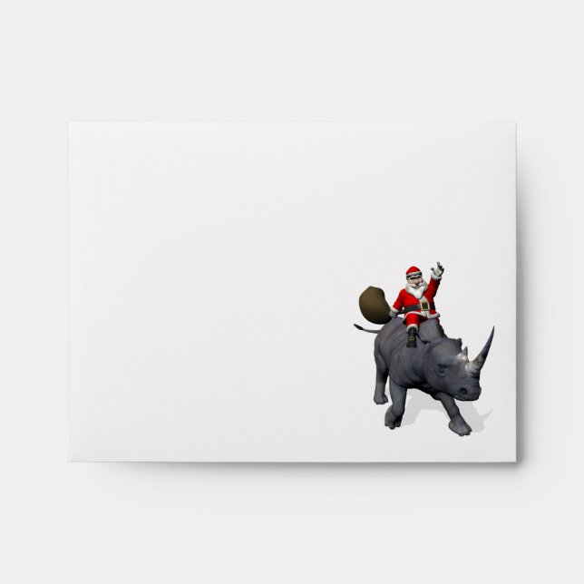 Jolly Santa Riding A Rhino Envelope (Front)