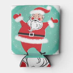 Jolly Santa: vintage Christmas card illustration. Can Cooler